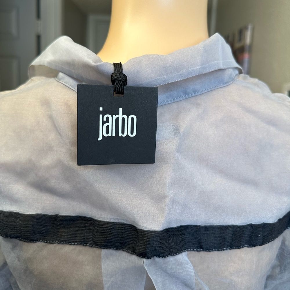Jarbo belted organza blouse silver stripe Sz 1 NWT Retail: $ 438 - Picture 4 of 15